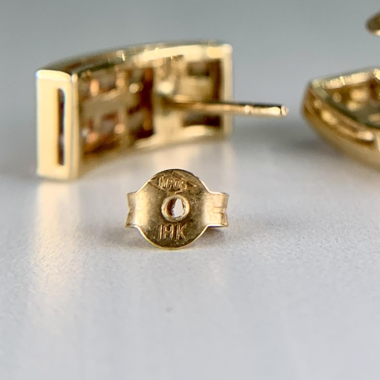 Princess Cut Orange Sapphire Earrings 18k Yellow Gold