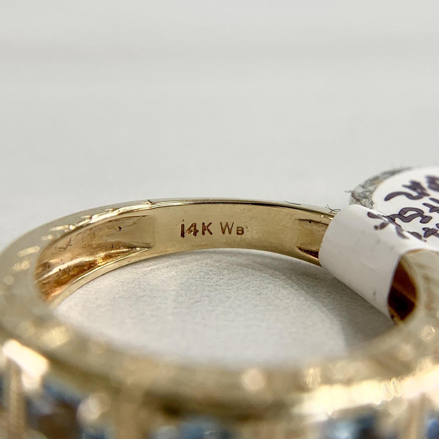 5 Stone Aquamarine Engraved Band Ring 14k Yellow Gold