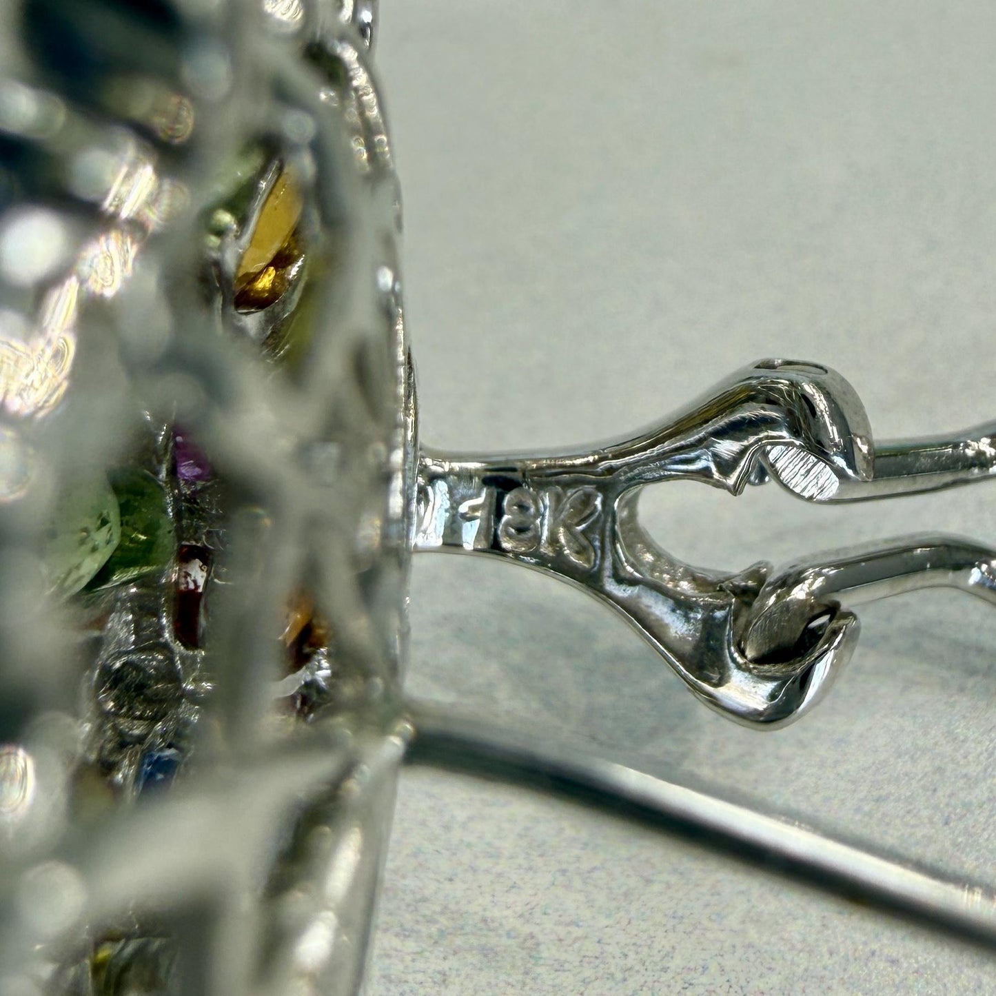 Multi-Color Sapphire and Diamond Cluster Earrings 18k White Gold