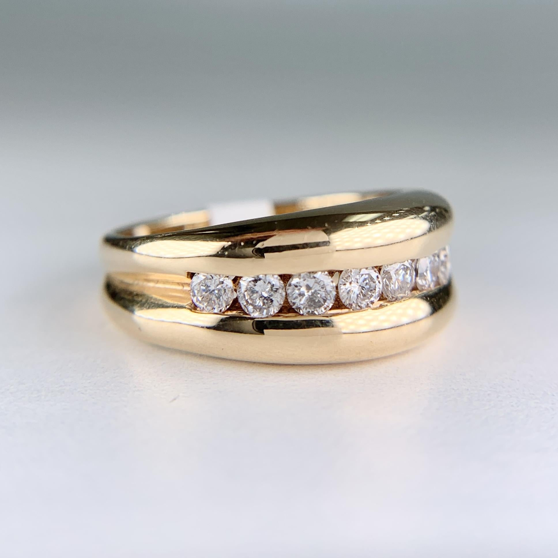 Channel Set Diamond Band Ring 14k Yellow Gold