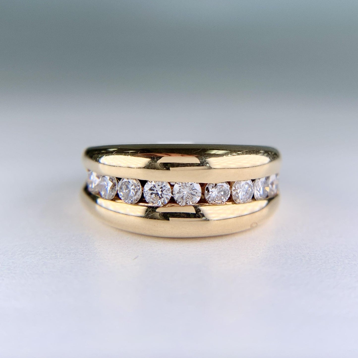 Channel Set Diamond Band Ring 14k Yellow Gold