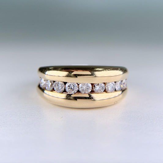 Channel Set Diamond Band Ring 14k Yellow Gold