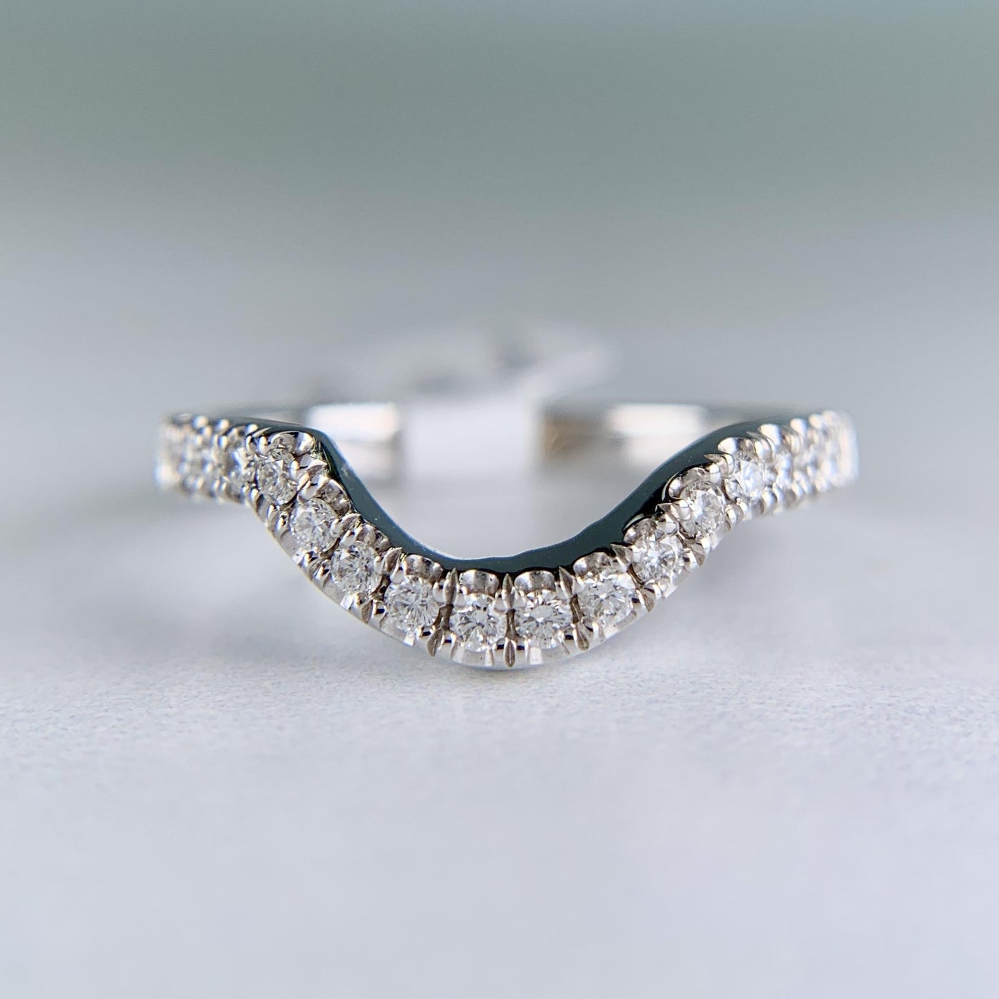 Curved Diamond Band Ring 14k White Gold