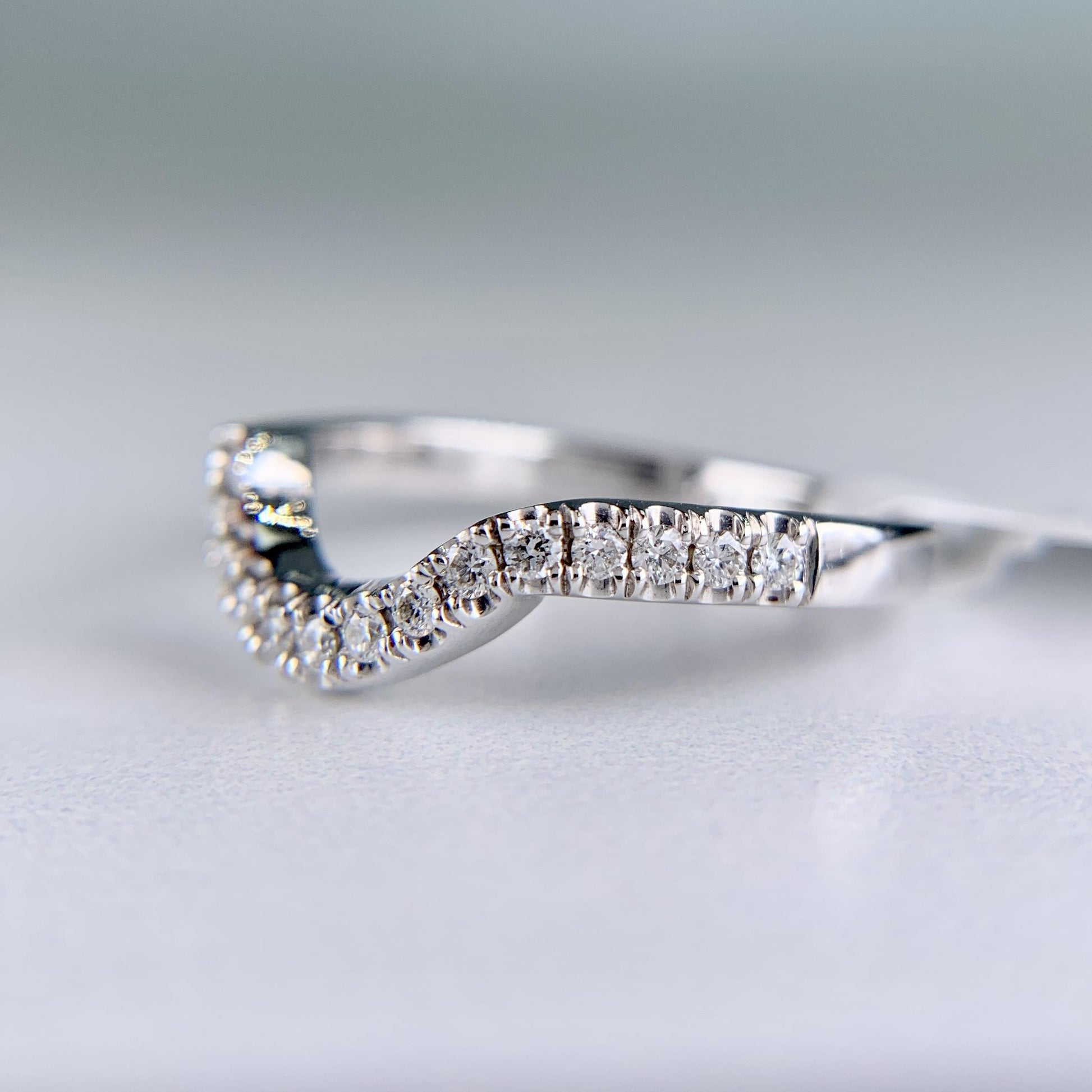 Curved Diamond Band Ring 14k White Gold