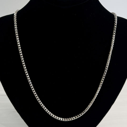 22" Foxtail Chain Link Necklace 14k White Gold