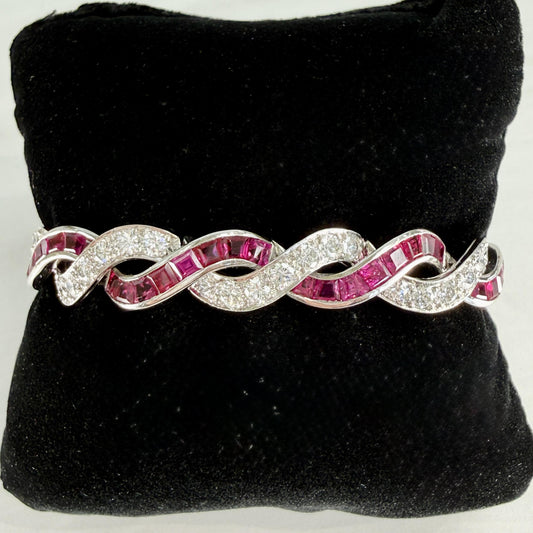 1950's Tiffany & Co. Ruby and Diamond Bracelet Platinum