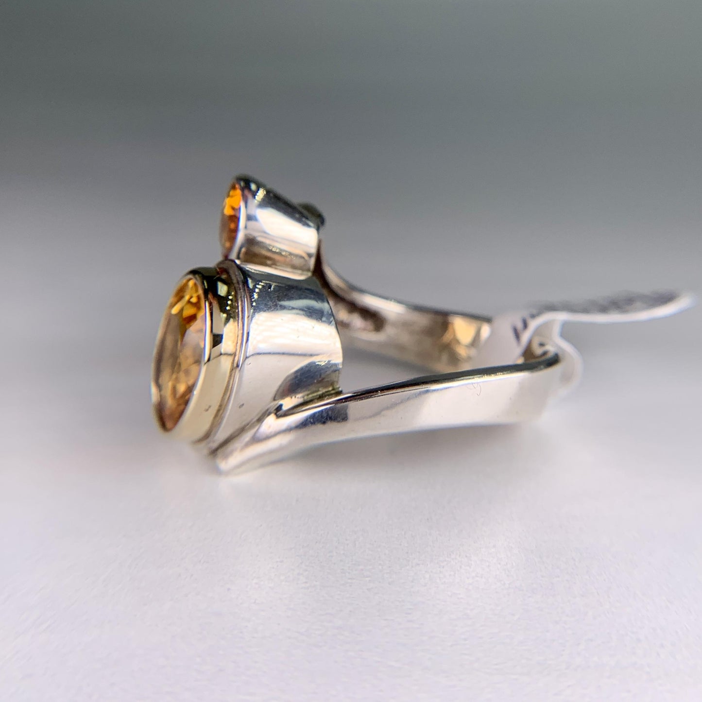 Rigoberto Double Citrine Bypass Ring Sterling/14k Yellow Gold