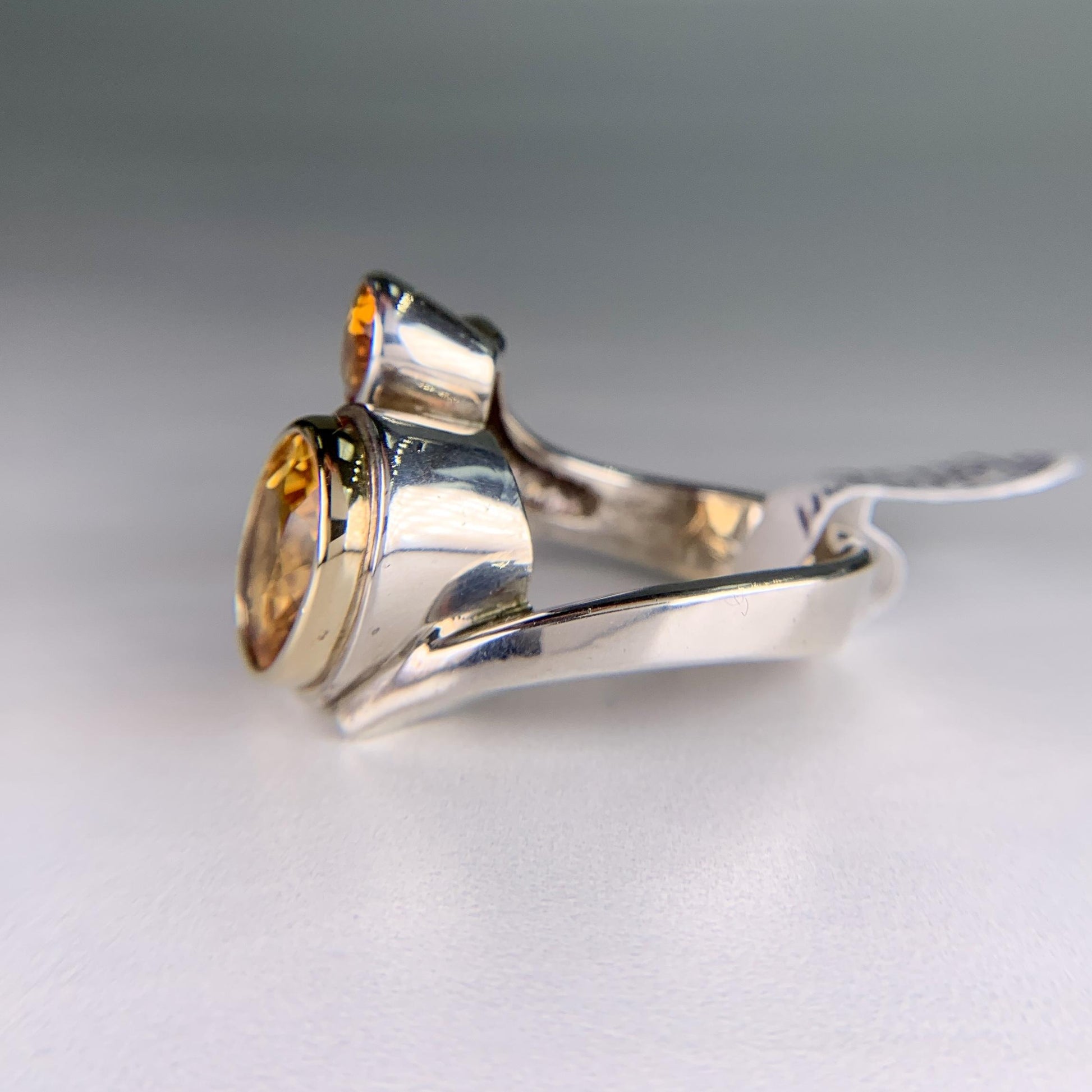Rigoberto Double Citrine Bypass Ring Sterling/14k Yellow Gold