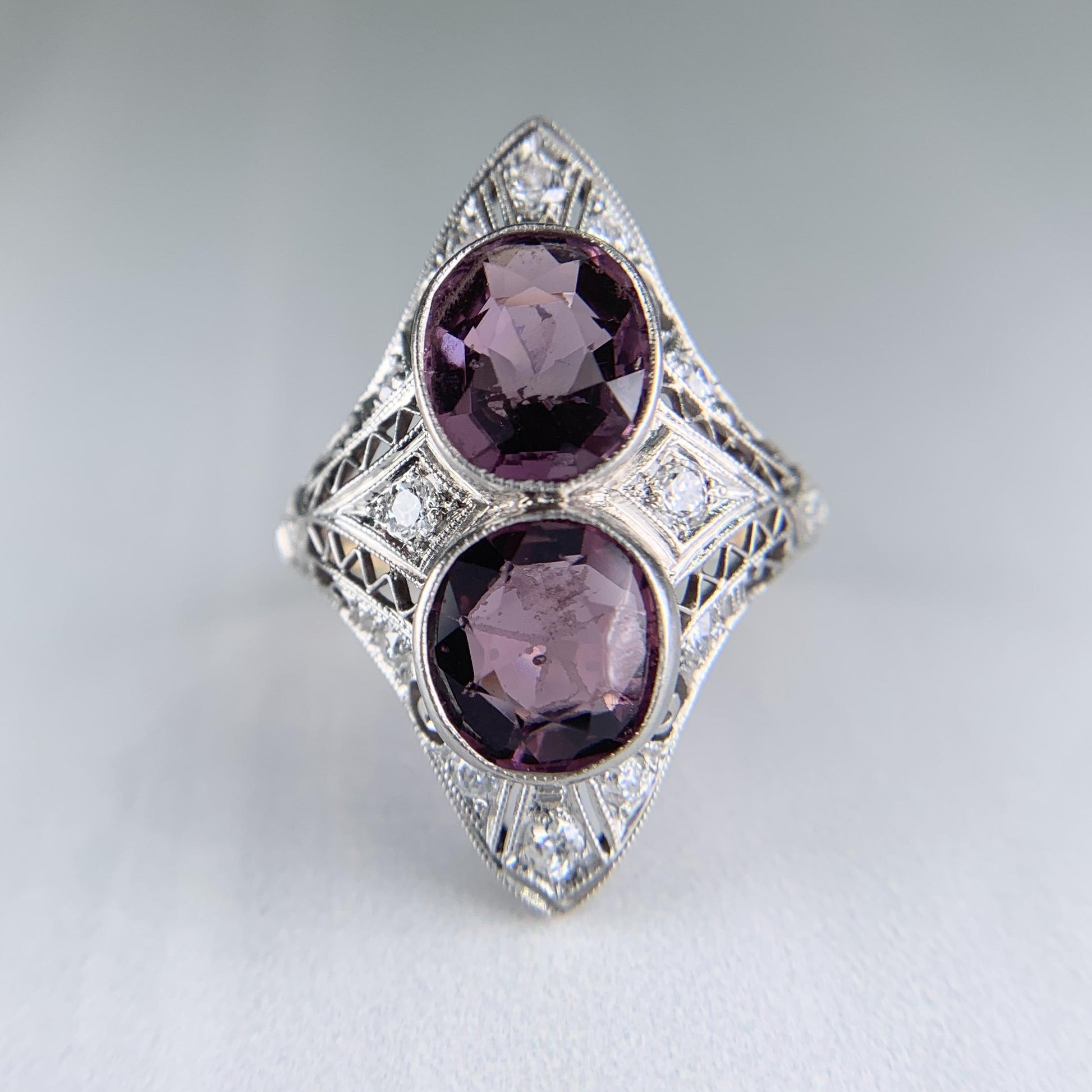 Antique 1910 Edwardian Spinel and Diamond Ring 14k/Platinum