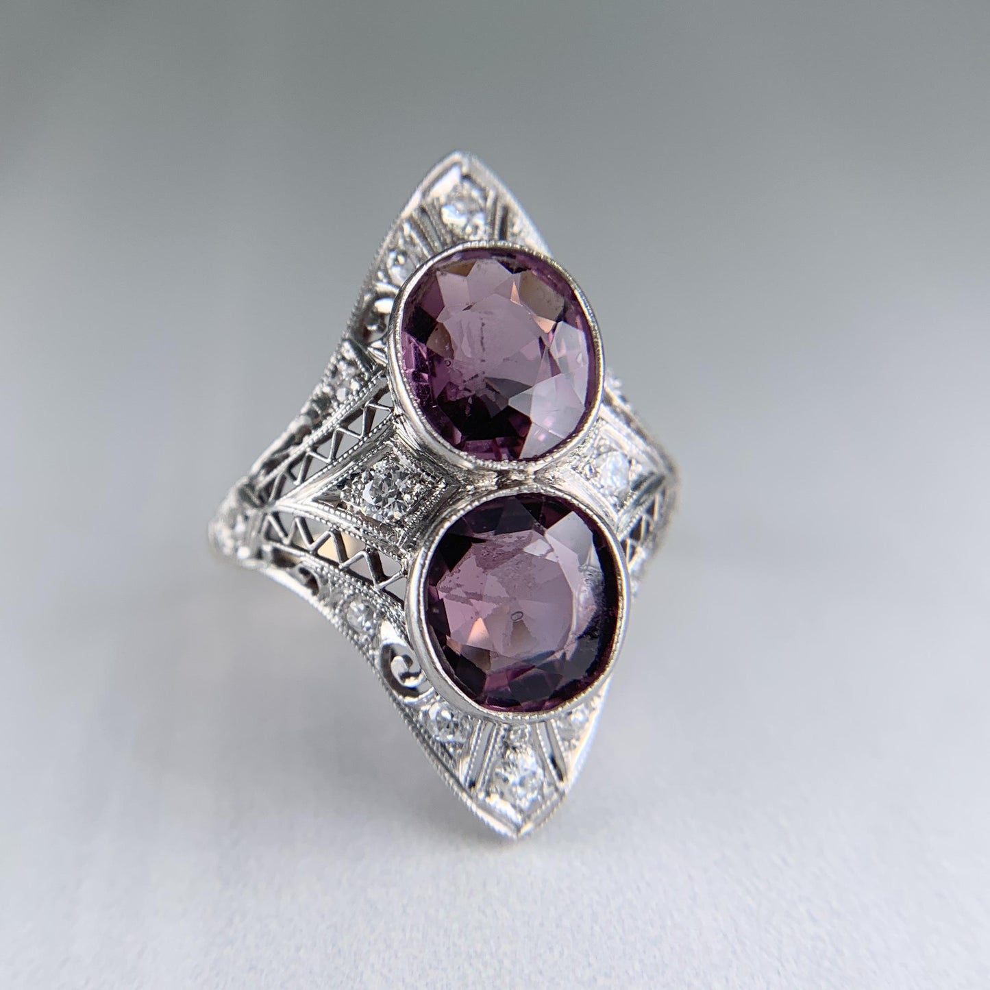 Antique 1910 Edwardian Spinel and Diamond Ring 14k/Platinum