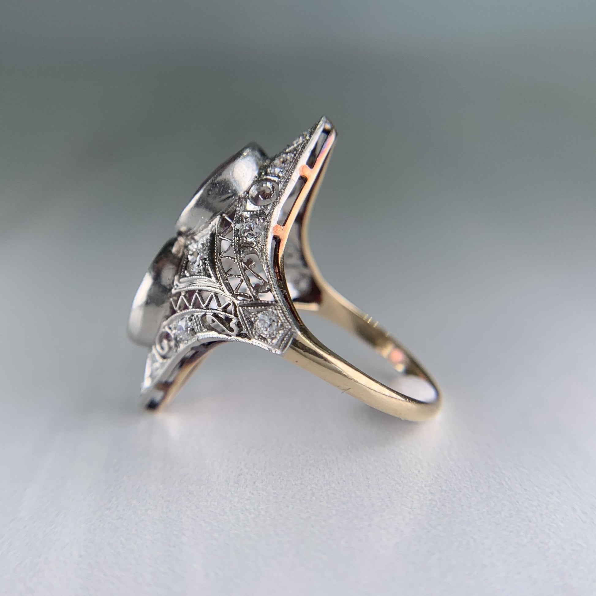 Antique 1910 Edwardian Spinel and Diamond Ring 14k/Platinum