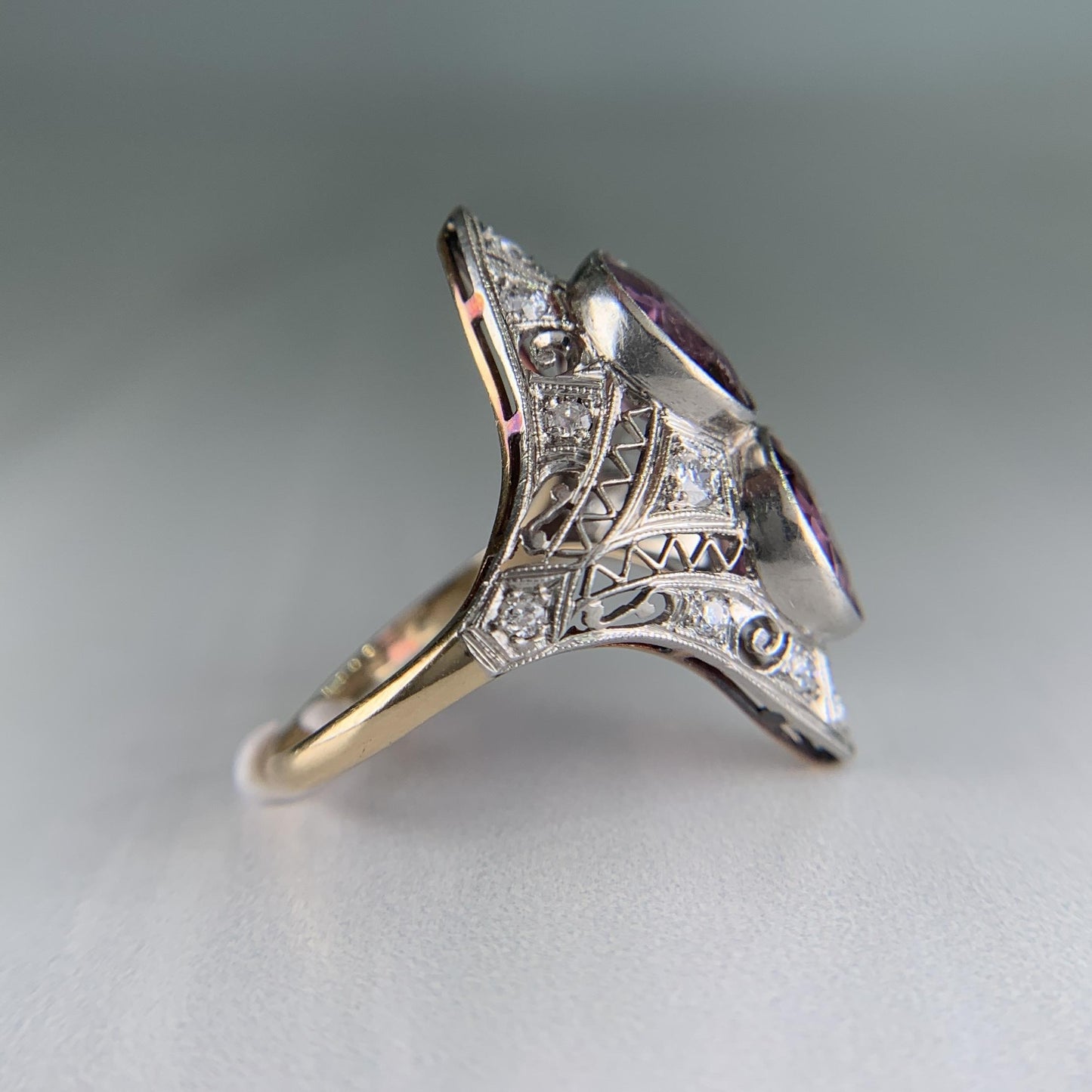 Antique 1910 Edwardian Spinel and Diamond Ring 14k/Platinum