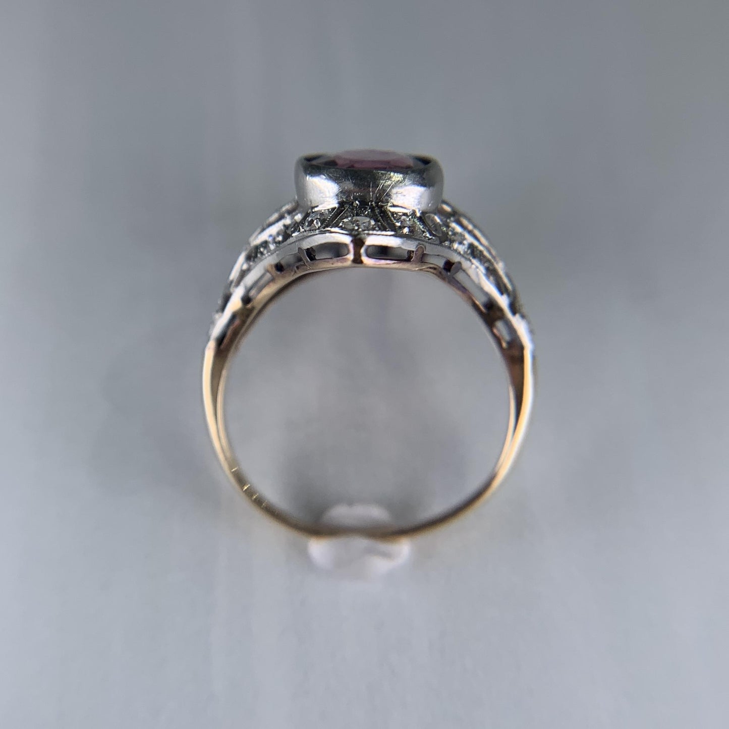 Antique 1910 Edwardian Spinel and Diamond Ring 14k/Platinum