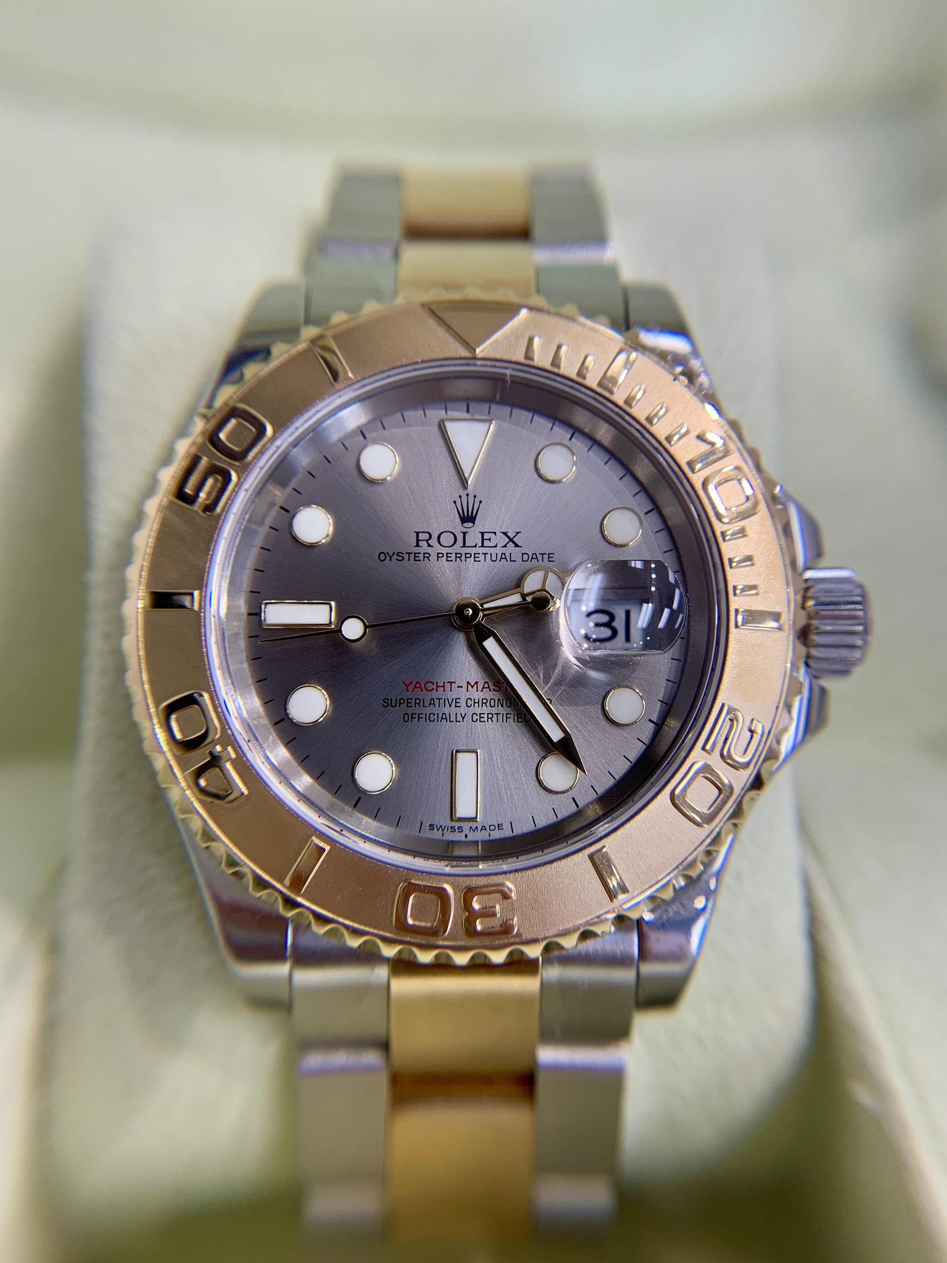 Rolex Yacht-Master 40mm Slate Gray Two-Tone 18K and Steel Watch 16623 Full Set
