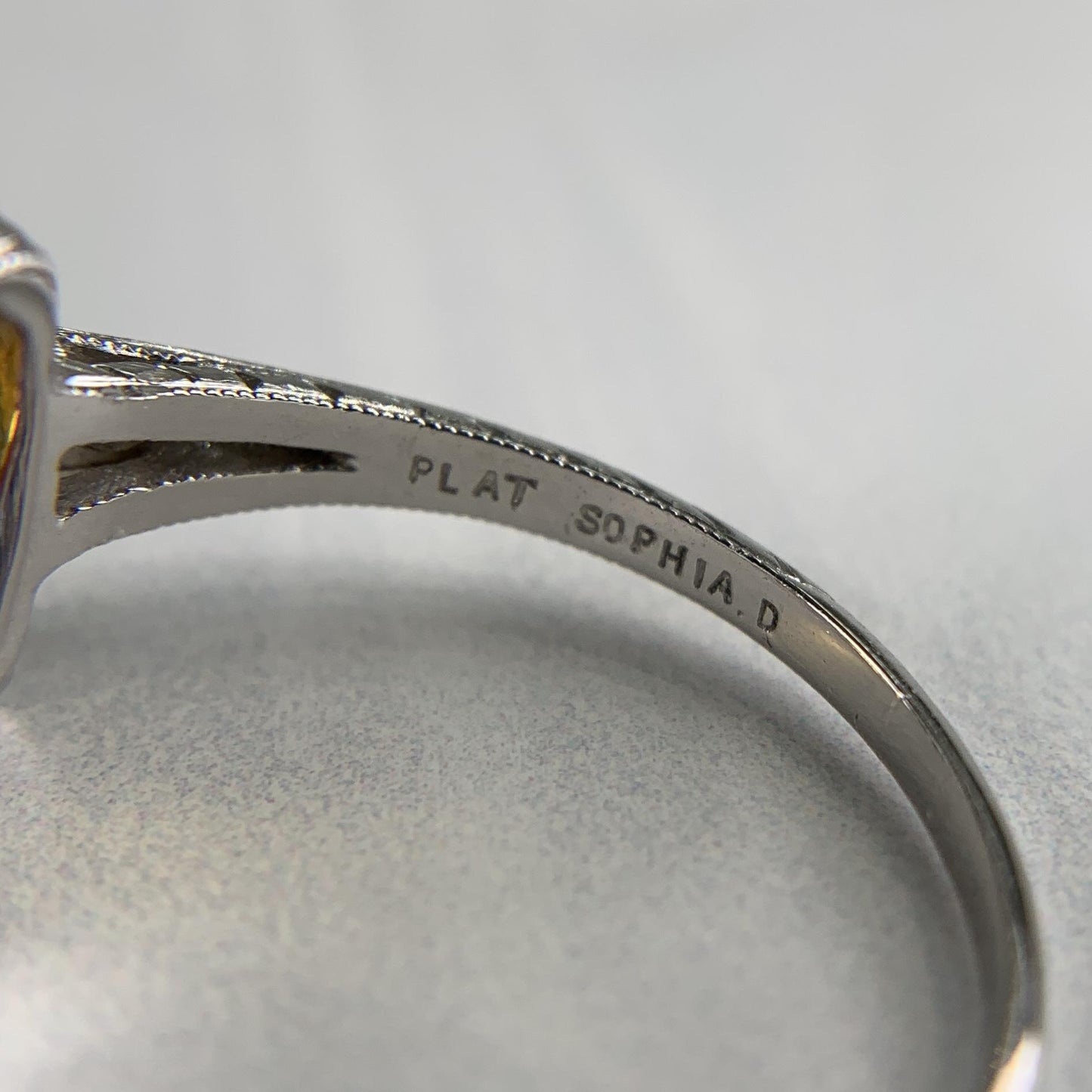 Sapphire and Diamond Art Deco Inspired Ring Platinum