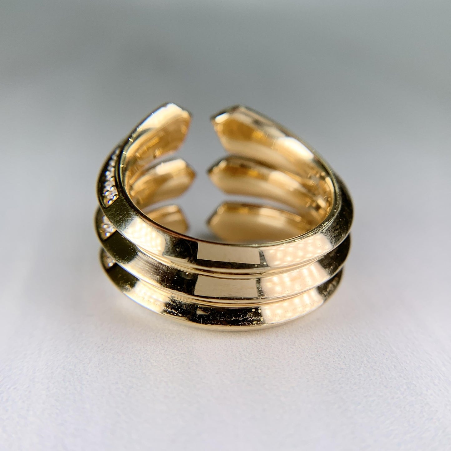 David Yurman Roman Three Row Diamond Statement Ring 18k Yellow Gold