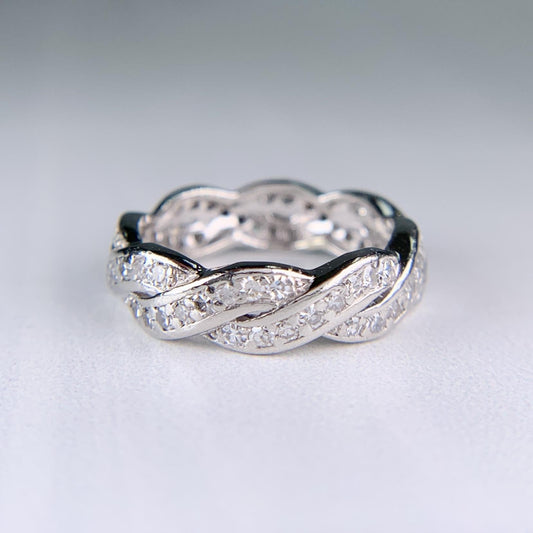 Vintage 1950's Twist Diamond Eternity Band Ring Platinum