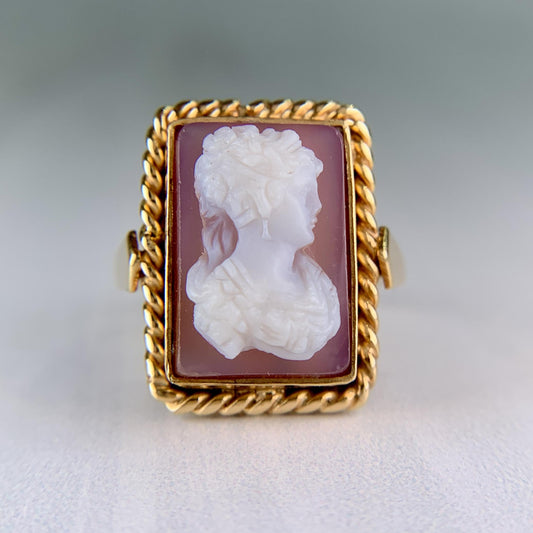 Antique 1900 Hardstone Cameo Ring 18k
