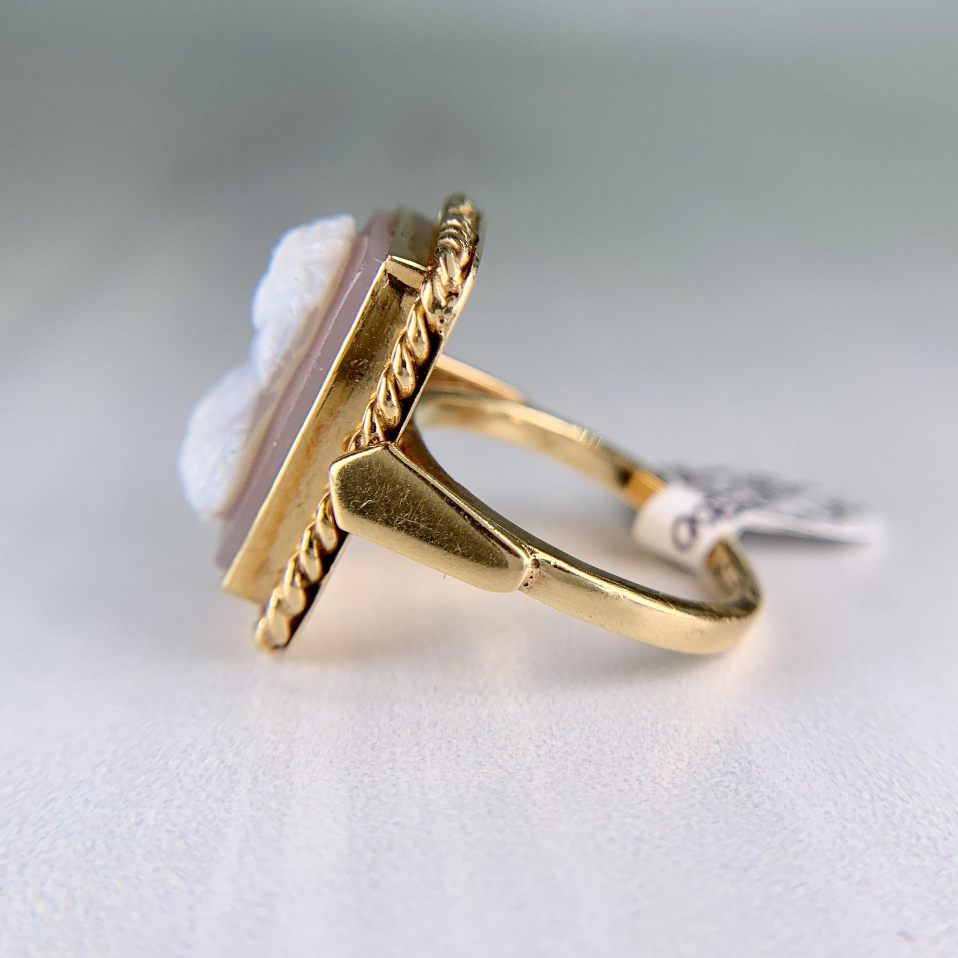 Antique 1900 Hardstone Cameo Ring 18k