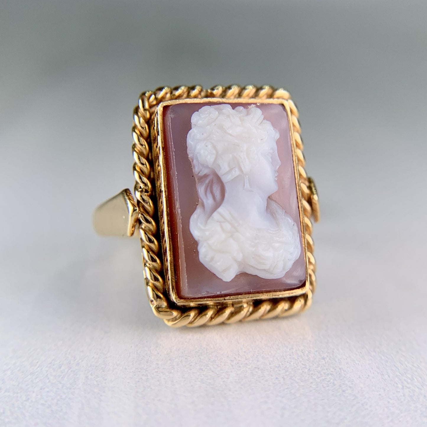 Antique 1900 Hardstone Cameo Ring 18k