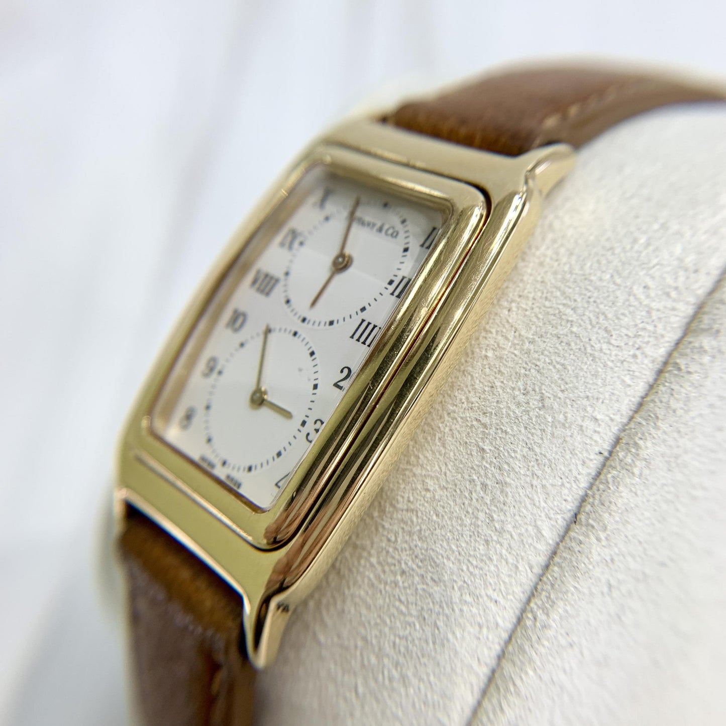 Vintage 1990's Tiffany & Co. Dual Time Quartz Flip Watch 18k Yellow Gold