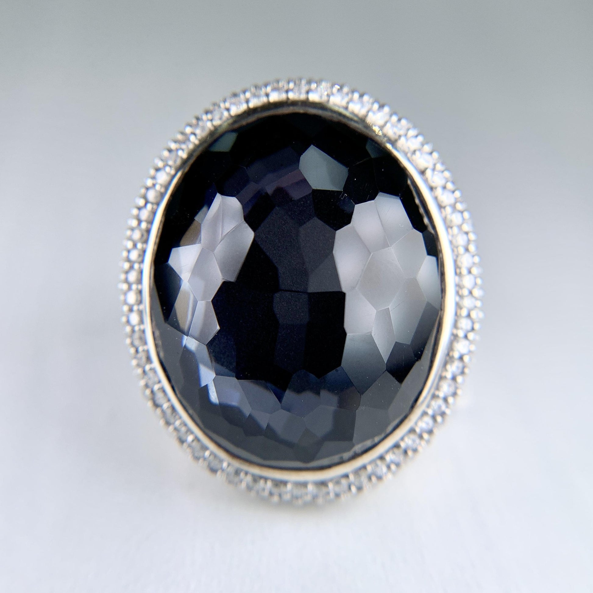 David Yurman Diamond Quartz and Hematite Statement Ring Sterling Silver