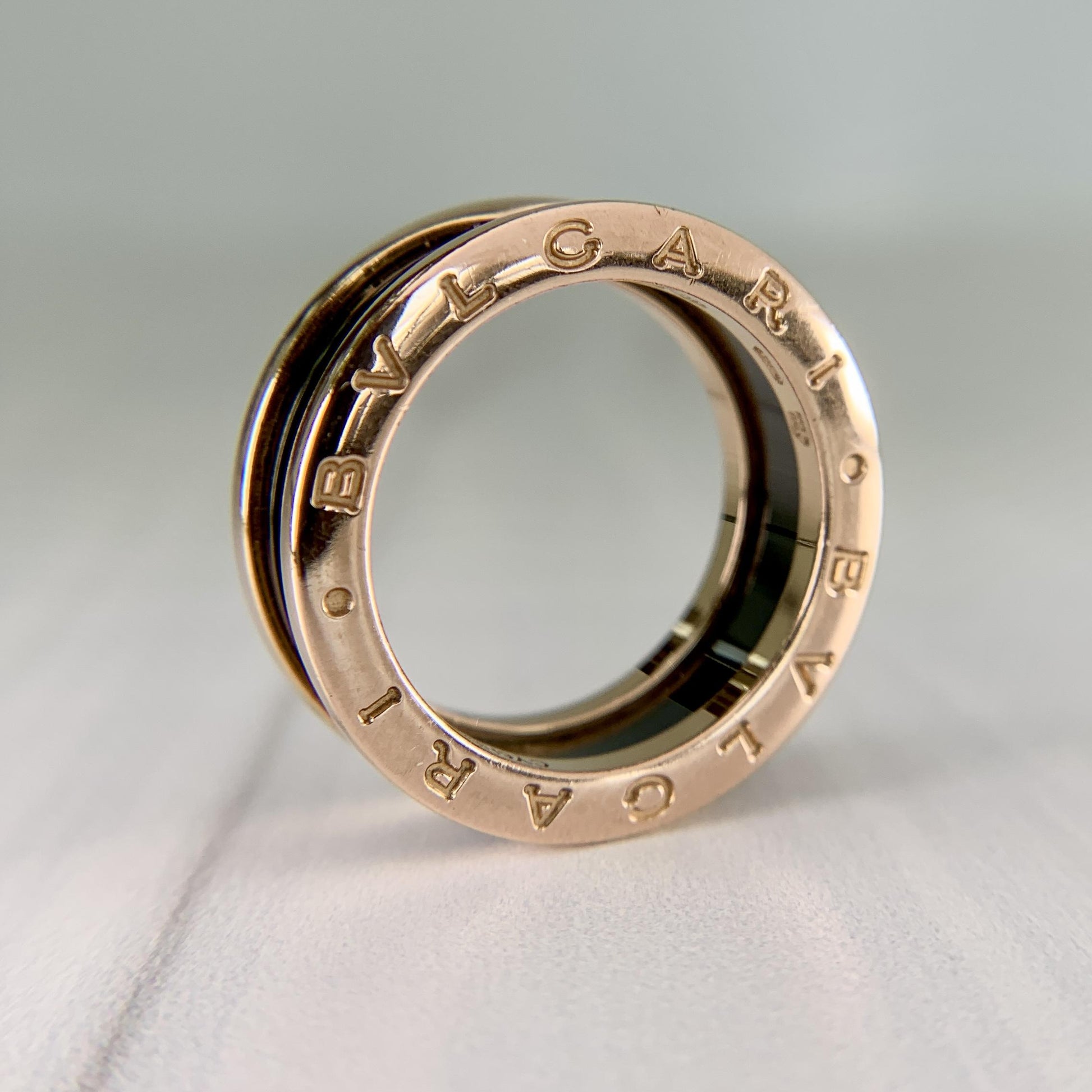 BVLGARI Bulgari B.zero1 Two-Band Ring 18k Rose Gold and Ceramic
