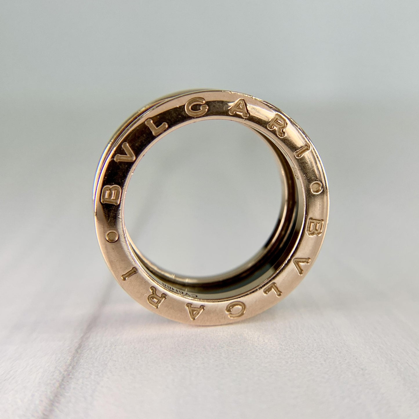 BVLGARI Bulgari B.zero1 Two-Band Ring 18k Rose Gold and Ceramic