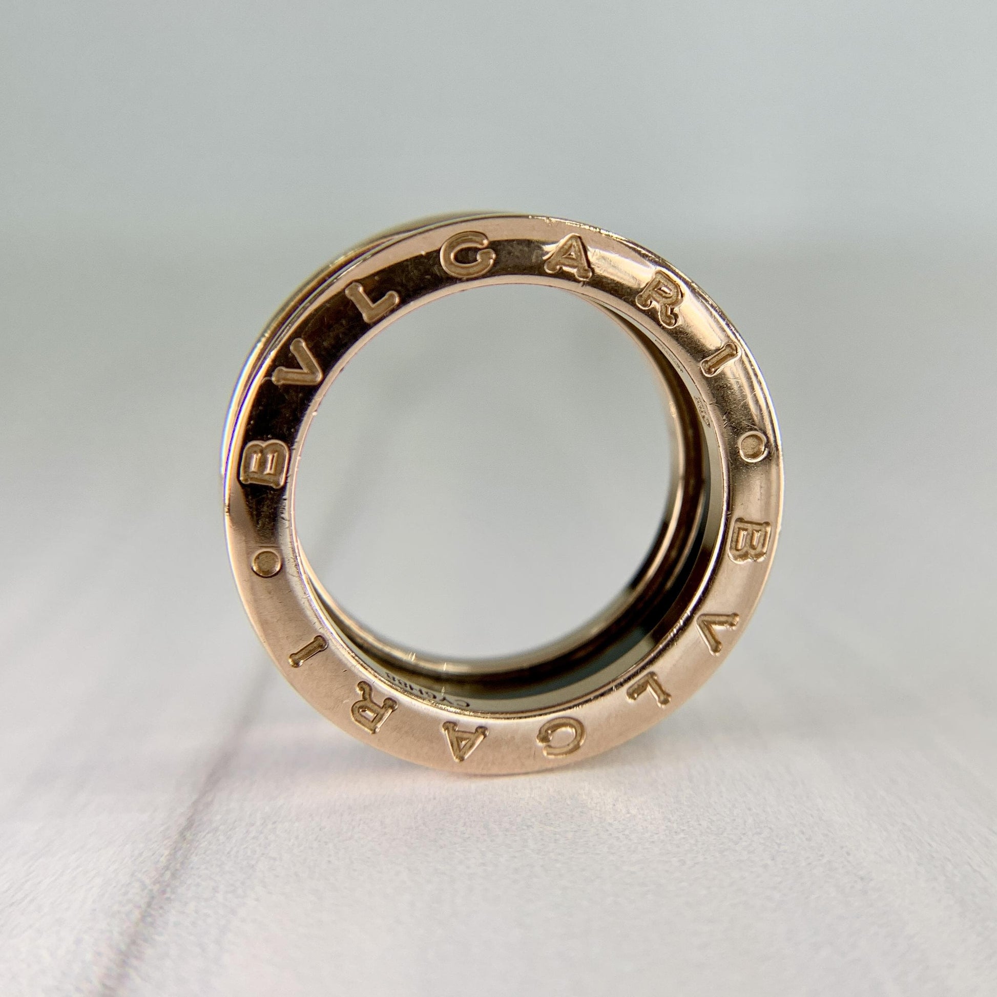 BVLGARI Bulgari B.zero1 Two-Band Ring 18k Rose Gold and Ceramic