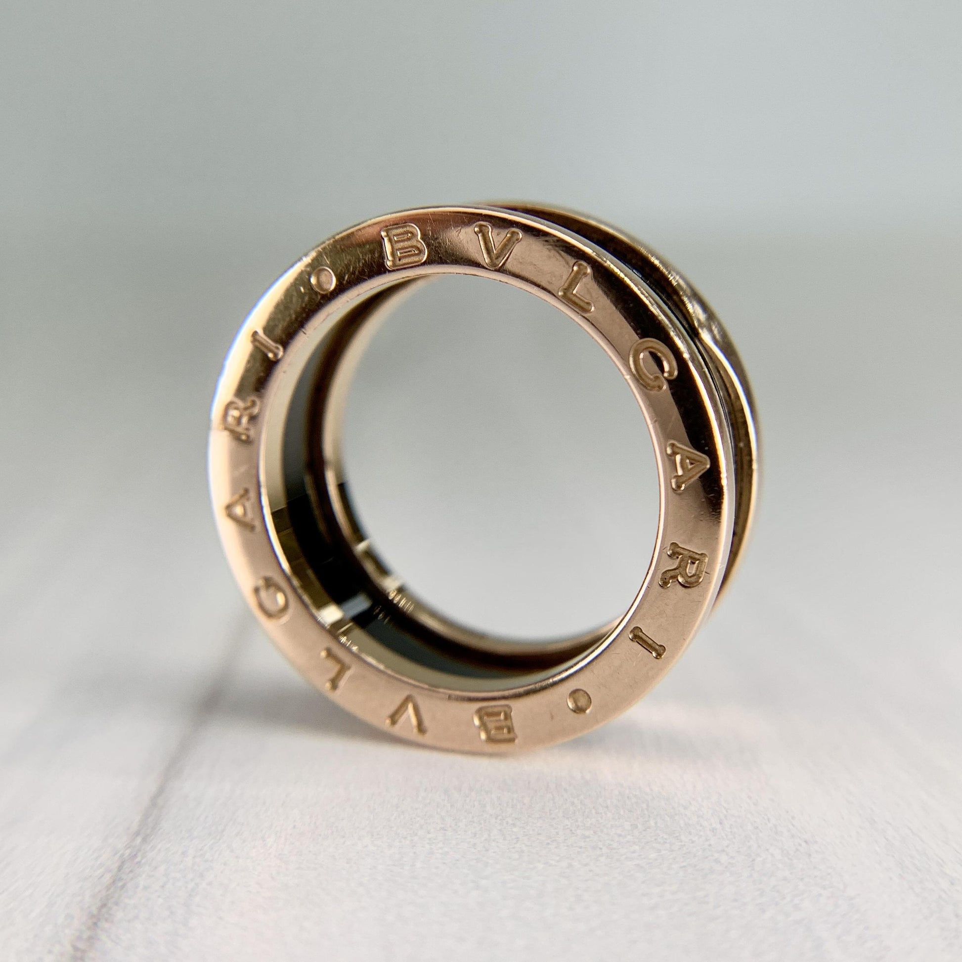 BVLGARI Bulgari B.zero1 Two-Band Ring 18k Rose Gold and Ceramic