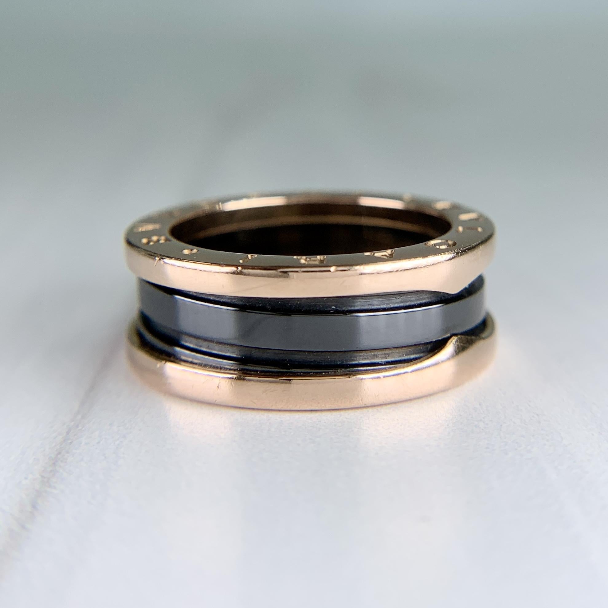 BVLGARI Bulgari B.zero1 Two-Band Ring 18k Rose Gold and Ceramic