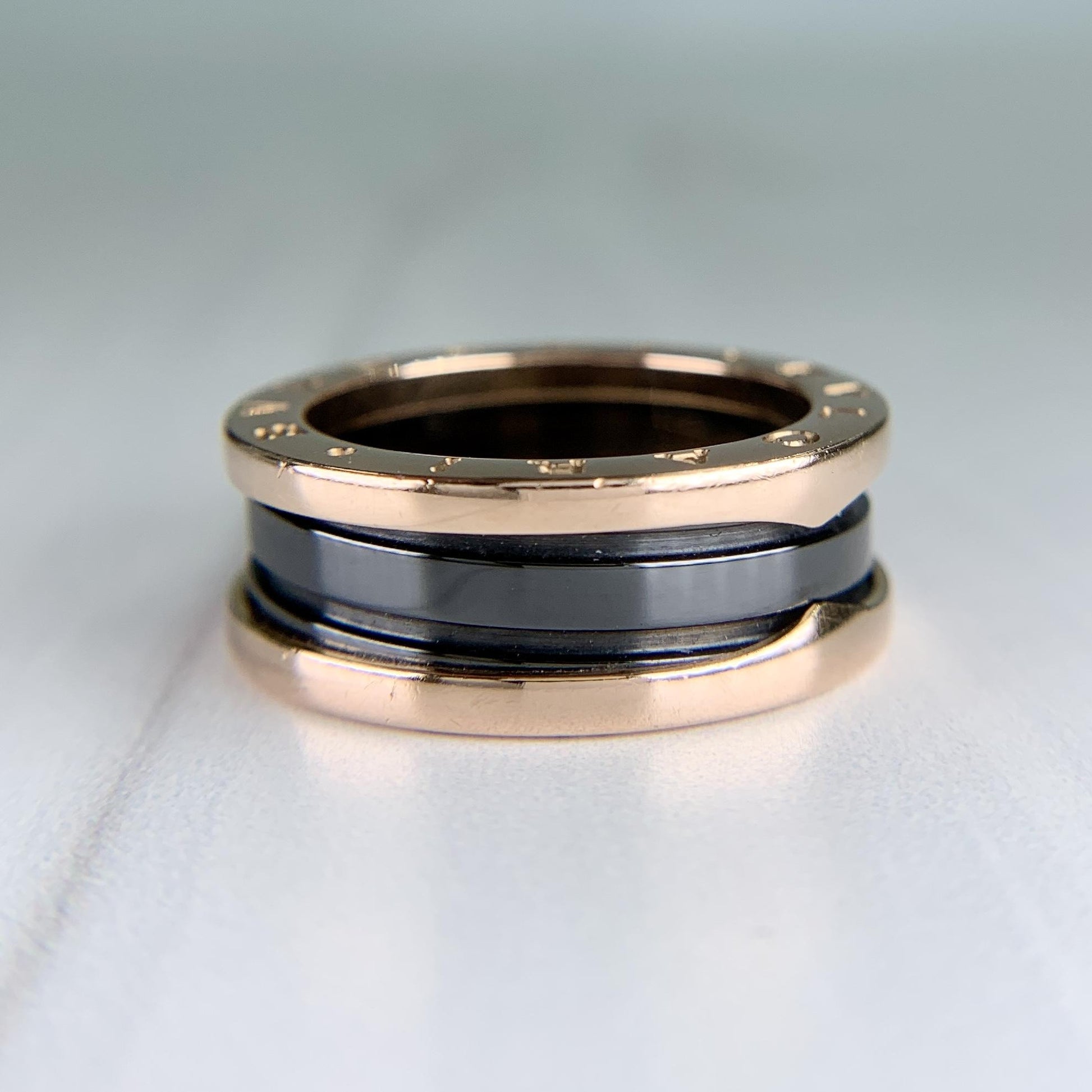 BVLGARI Bulgari B.zero1 Two-Band Ring 18k Rose Gold and Ceramic