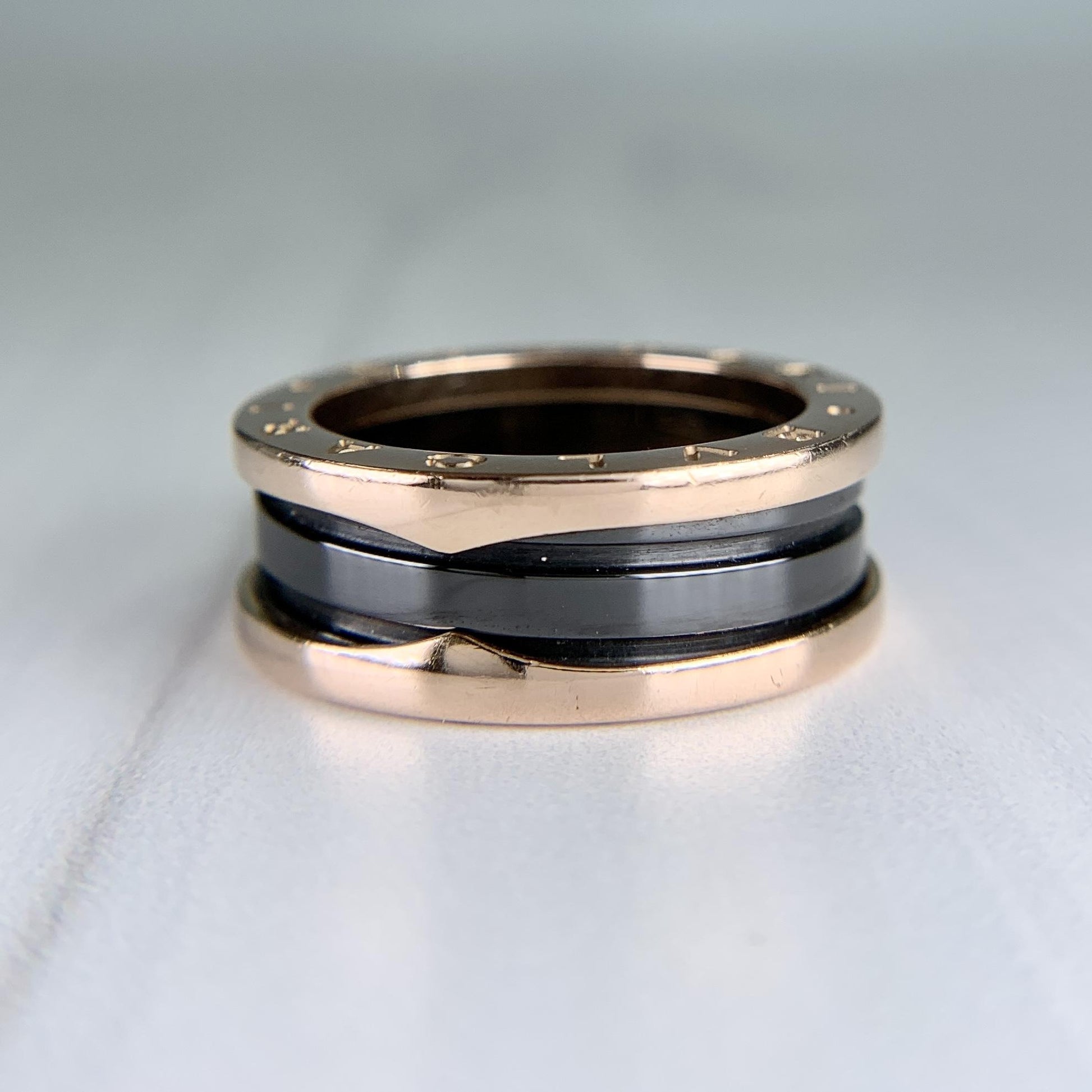 BVLGARI Bulgari B.zero1 Two-Band Ring 18k Rose Gold and Ceramic