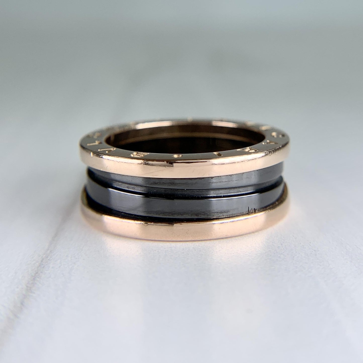 BVLGARI Bulgari B.zero1 Two-Band Ring 18k Rose Gold and Ceramic