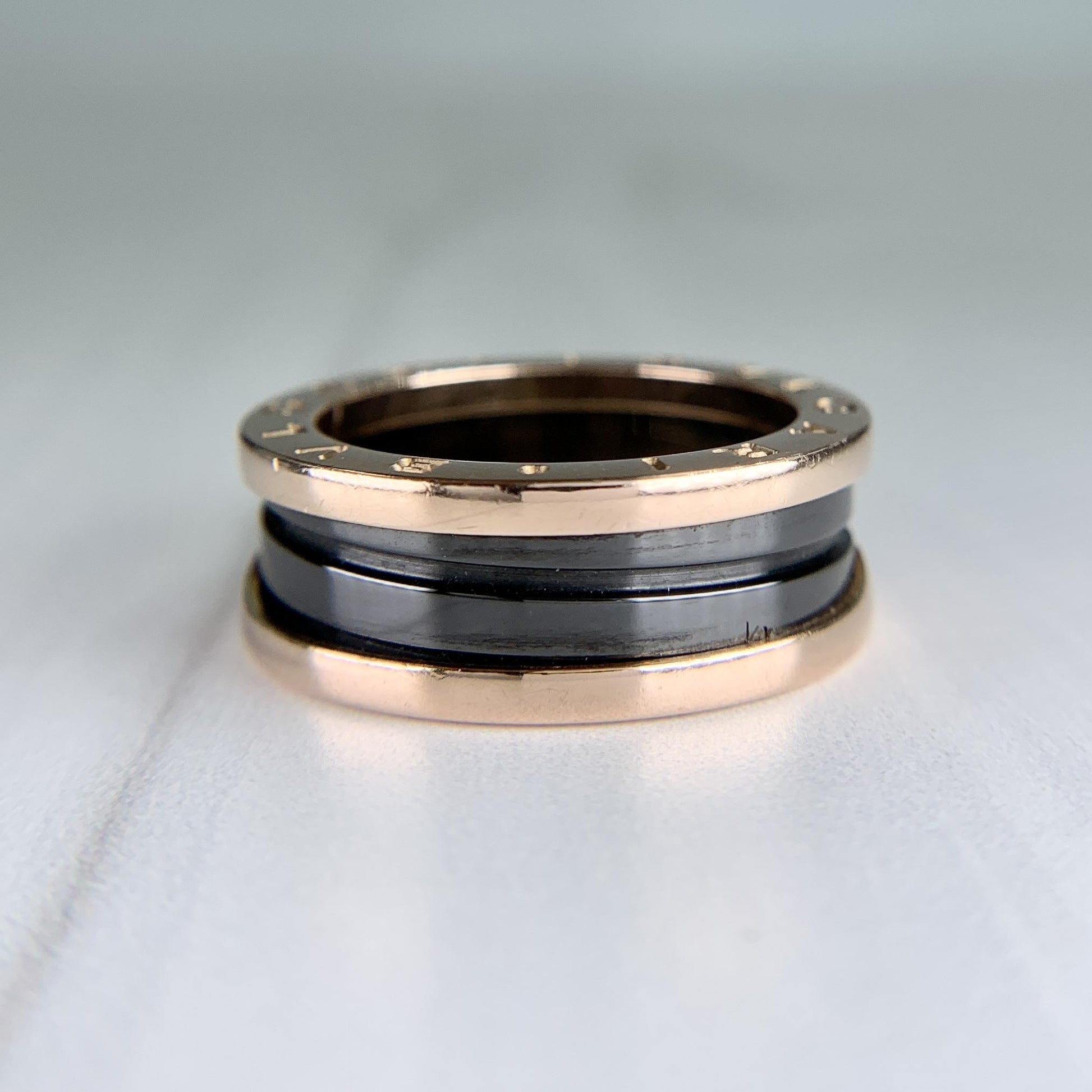 BVLGARI Bulgari B.zero1 Two-Band Ring 18k Rose Gold and Ceramic