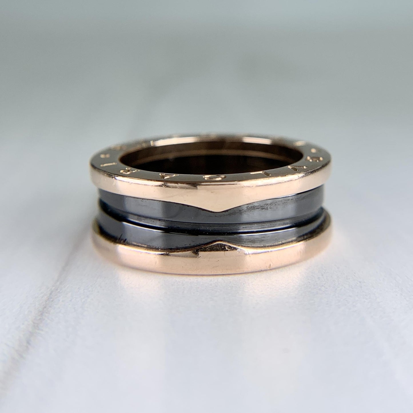BVLGARI Bulgari B.zero1 Two-Band Ring 18k Rose Gold and Ceramic