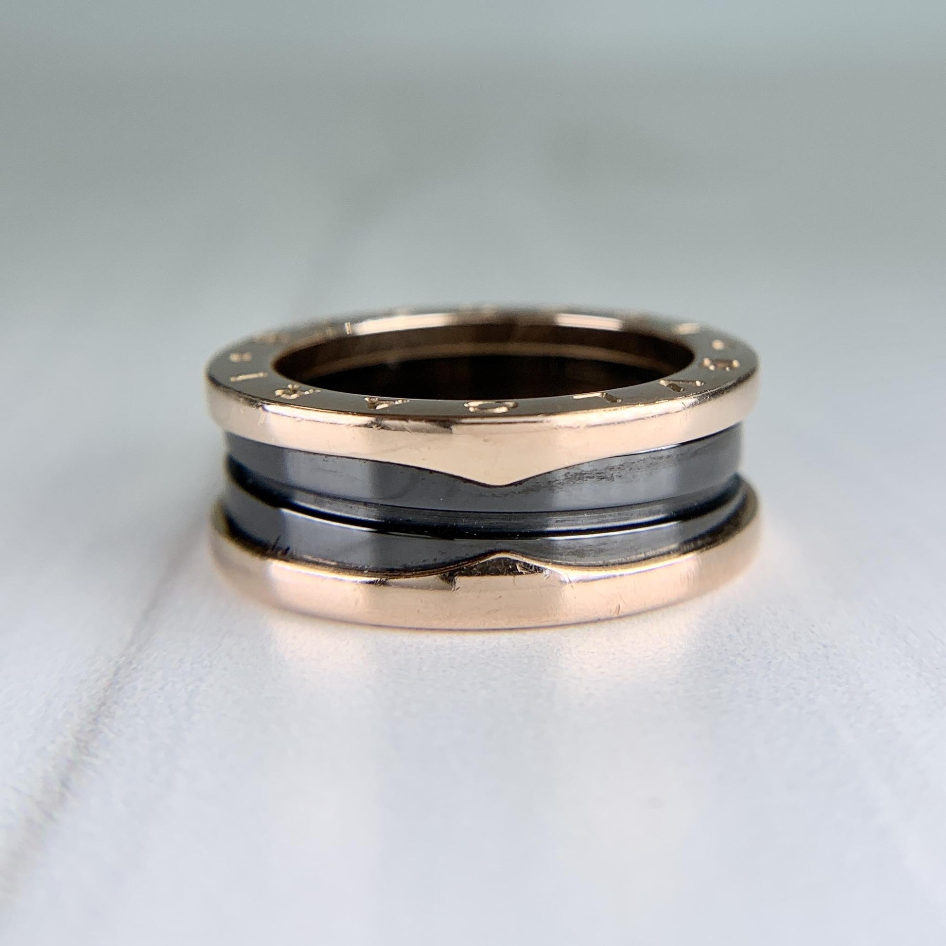BVLGARI Bulgari B.zero1 Two-Band Ring 18k Rose Gold and Ceramic