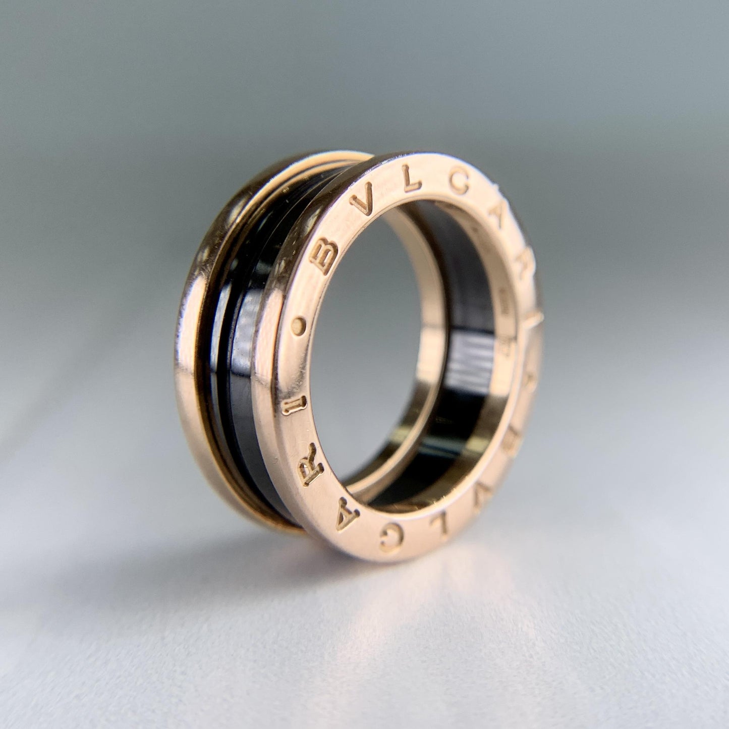 BVLGARI Bulgari B.zero1 Two-Band Ring 18k Rose Gold and Ceramic