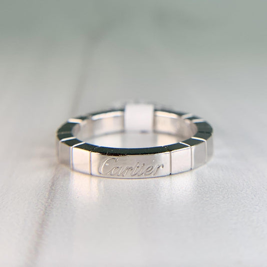 Cartier Lanieres 18k White Gold 3mm Wide Band Ring Size 52-US 6