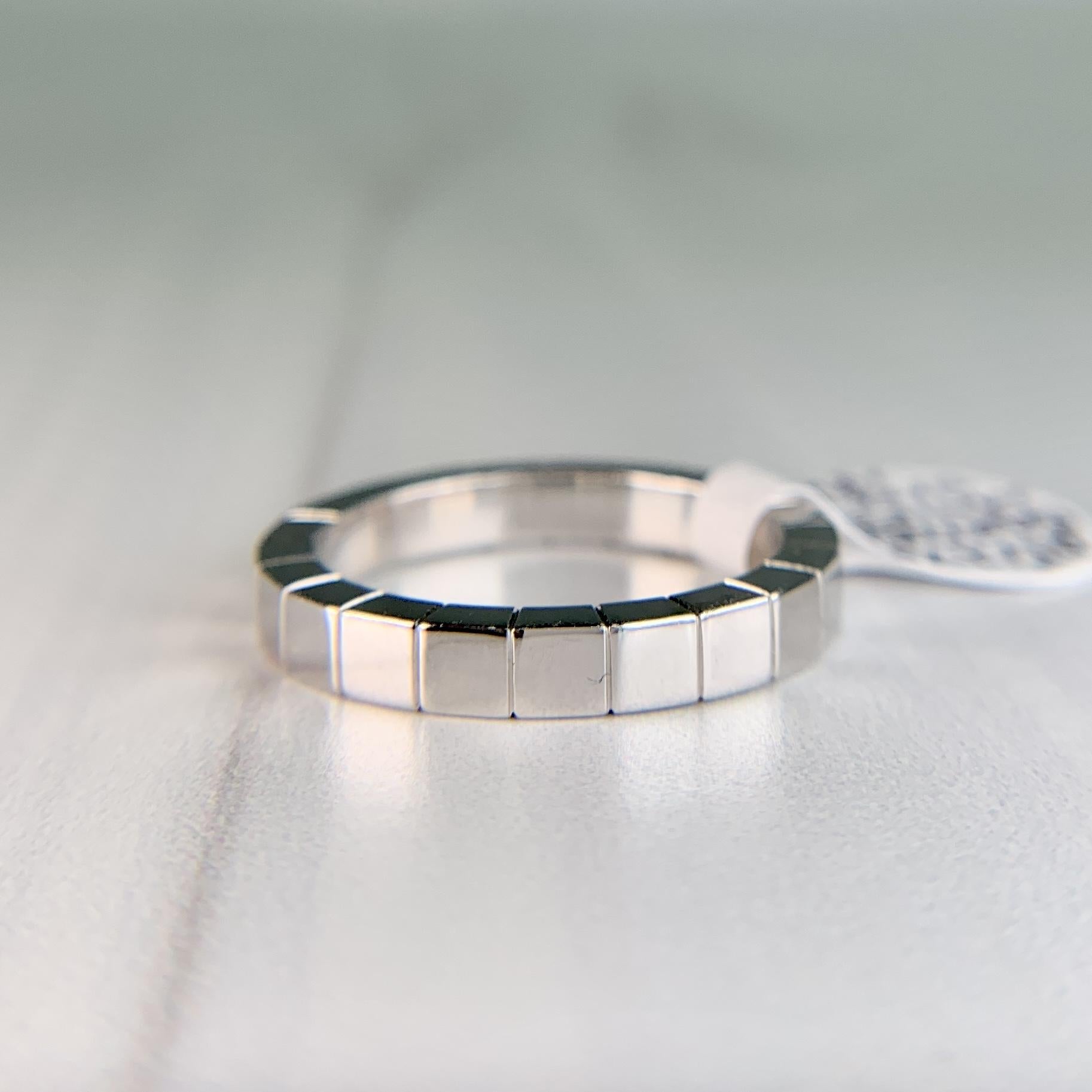 Cartier Lanieres 18k White Gold 3mm Wide Band Ring Size 52-US 6