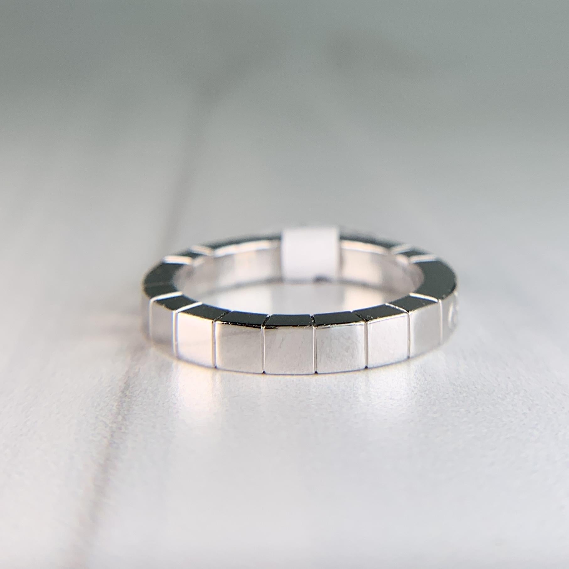 Cartier Lanieres 18k White Gold 3mm Wide Band Ring Size 52-US 6