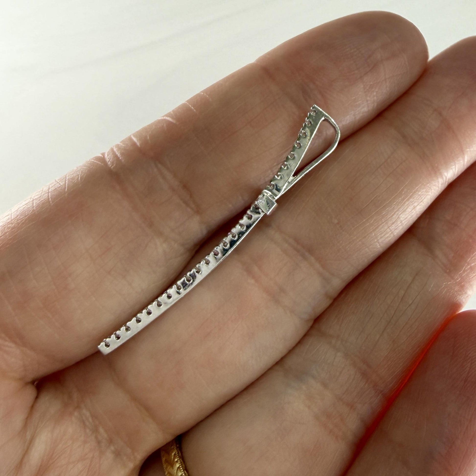 Medium Diamond Cross Pendant 14k White Gold