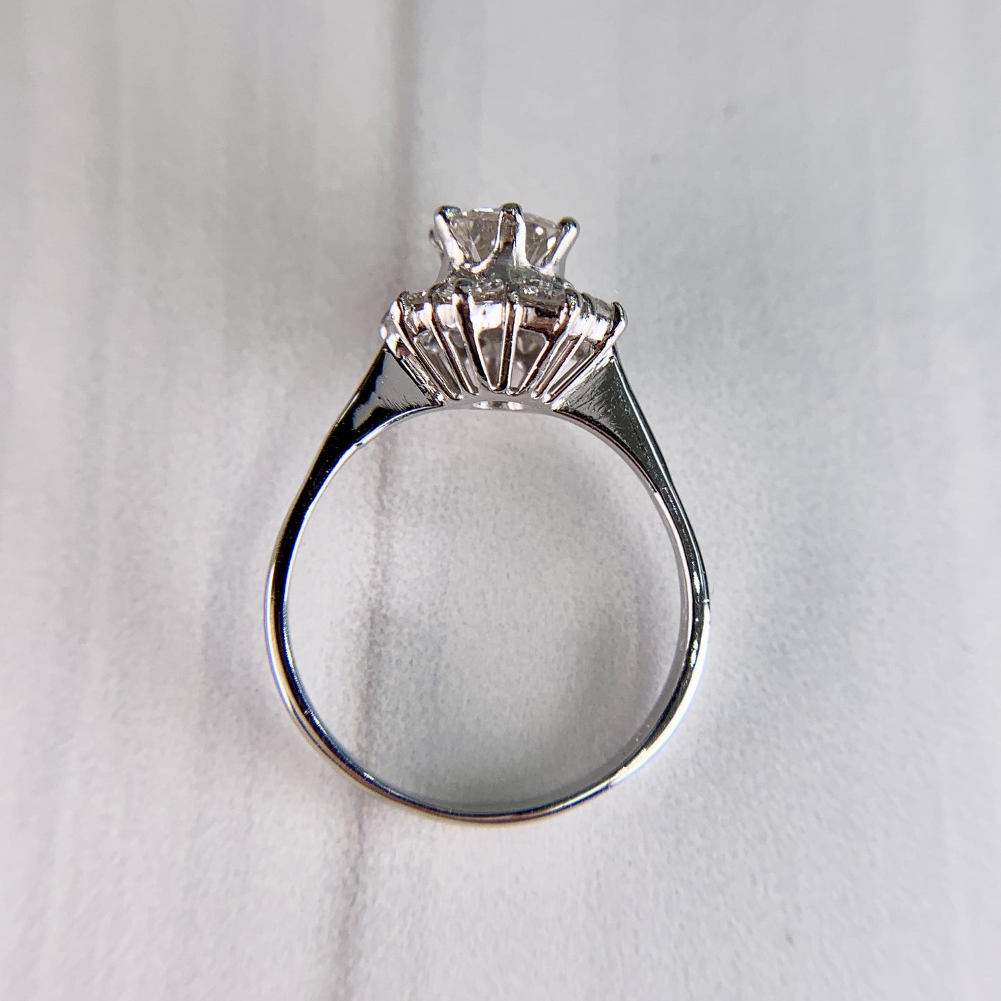 Vintage Diamond Halo Engagement Ring 18k White Gold
