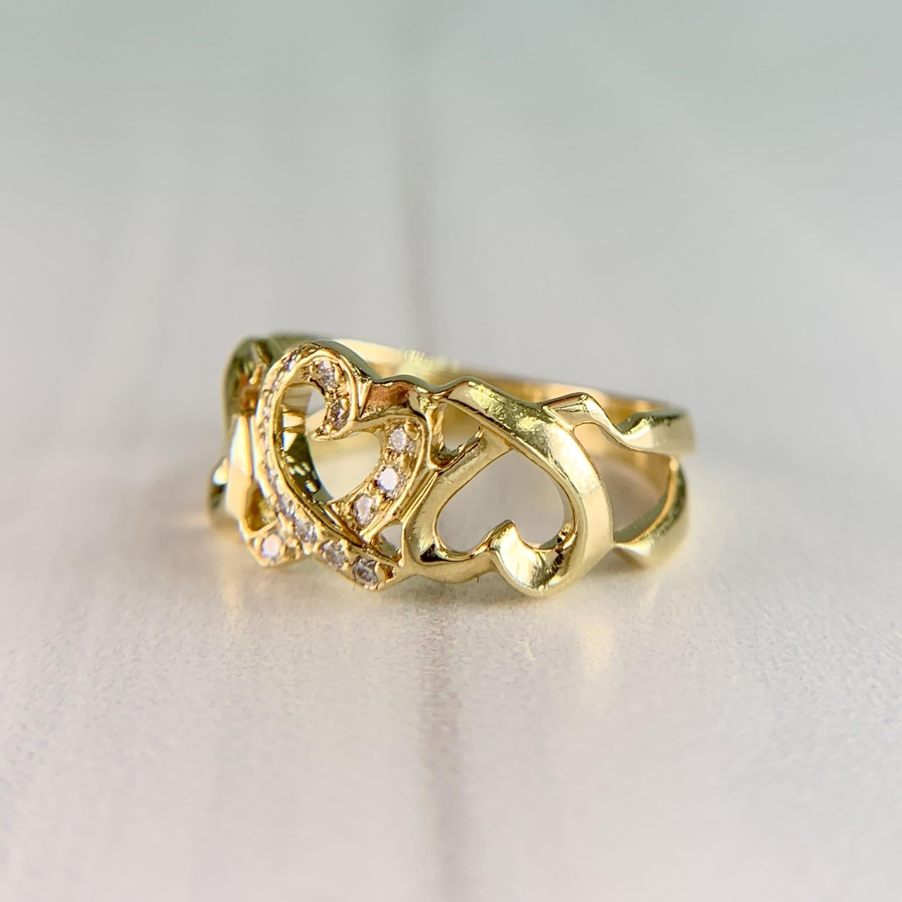 Tiffany & Co. Paloma Picasso Loving Hearts Diamond Ring 18k Yellow Gold