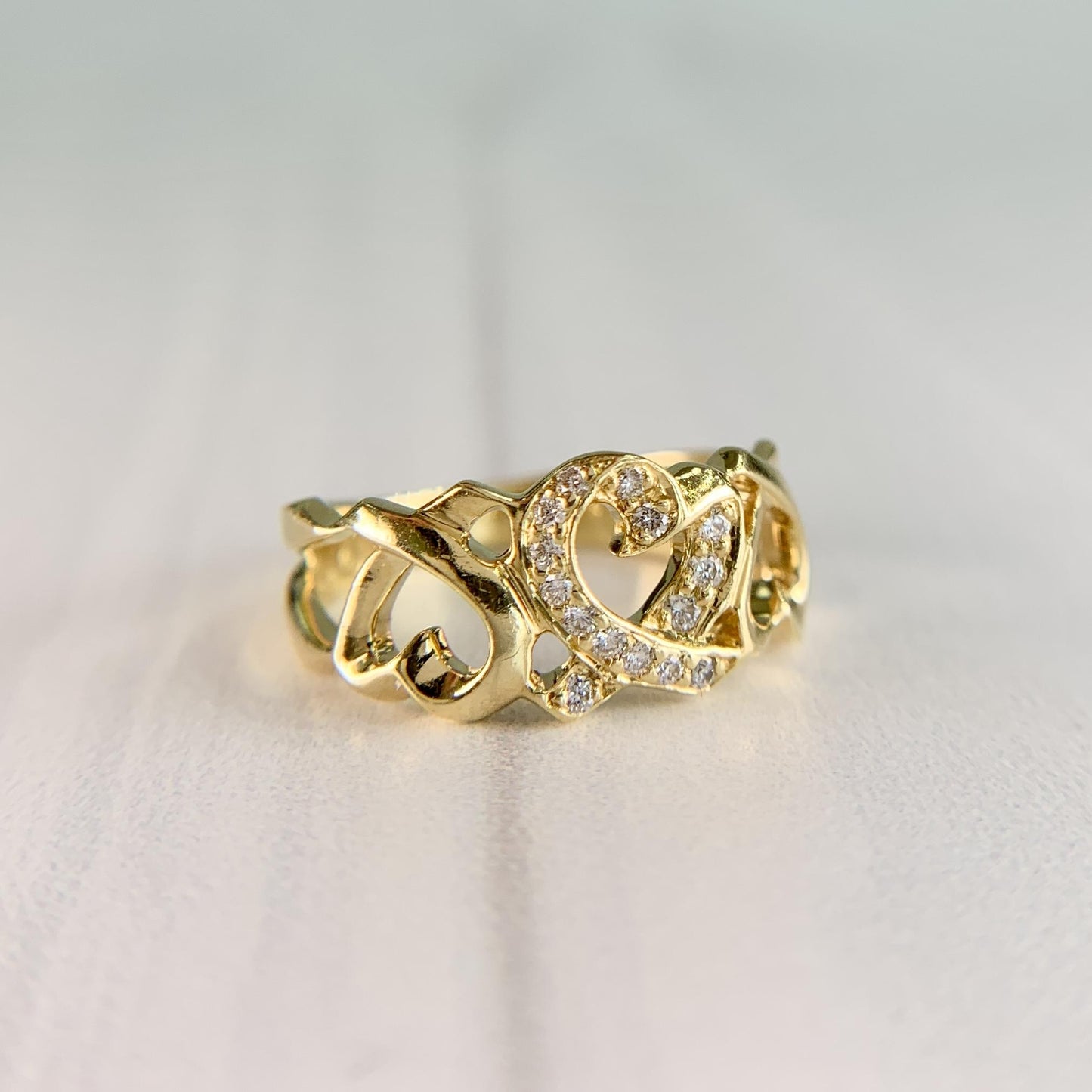 Tiffany & Co. Paloma Picasso Loving Hearts Diamond Ring 18k Yellow Gold