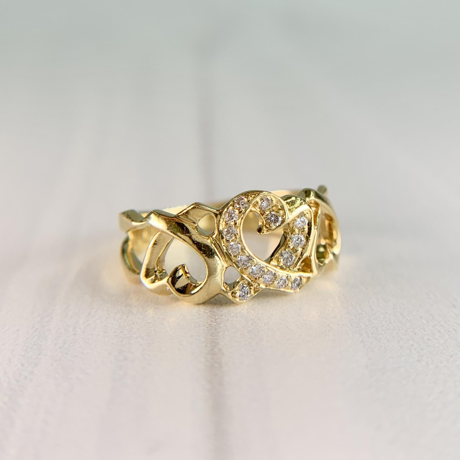 Tiffany & Co. Paloma Picasso Loving Hearts Diamond Ring 18k Yellow Gold
