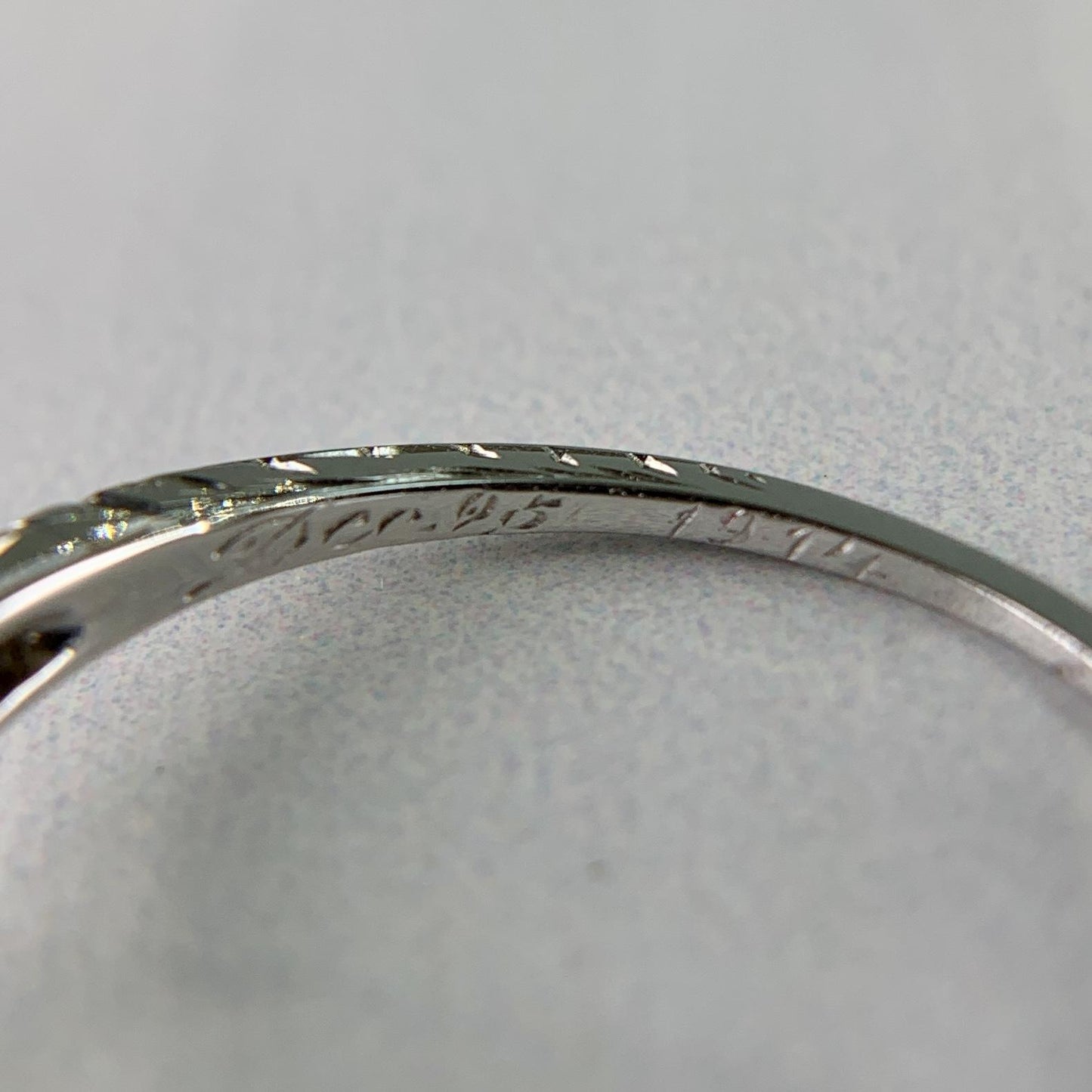Antique 1914 Art Deco Transitional Diamond Filigree Ring 18k White Gold