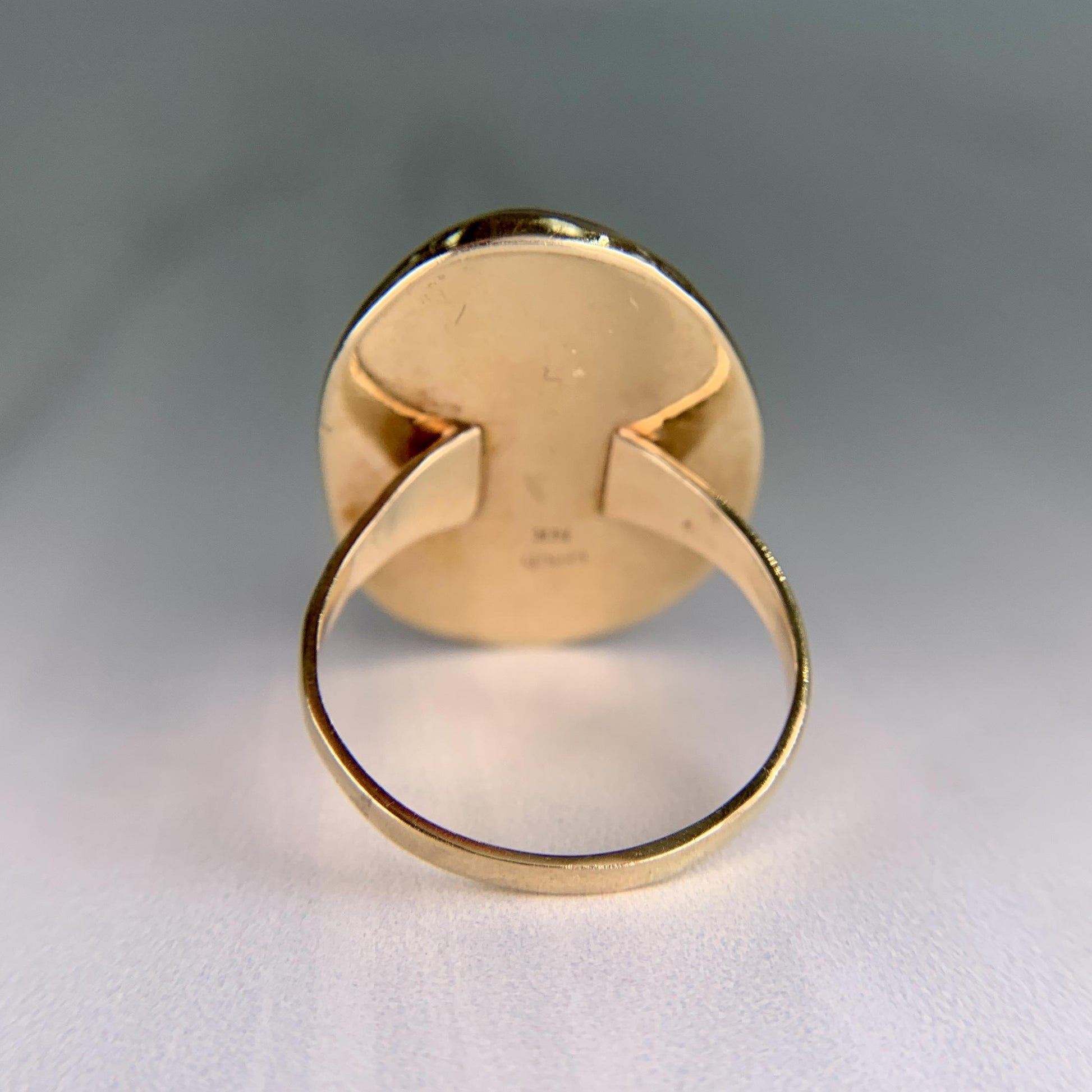Hawaiian Black Coral Slice Ring 14k Yellow Gold