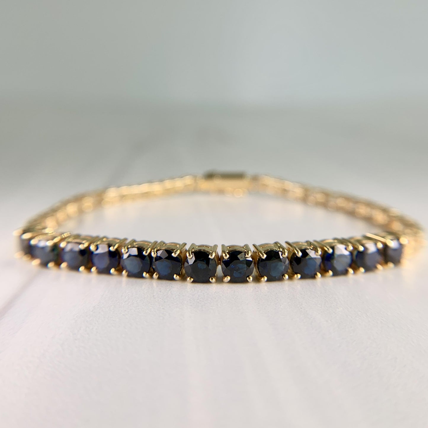 Blue Sapphire Half Tennis Bracelet 14k Yellow Gold