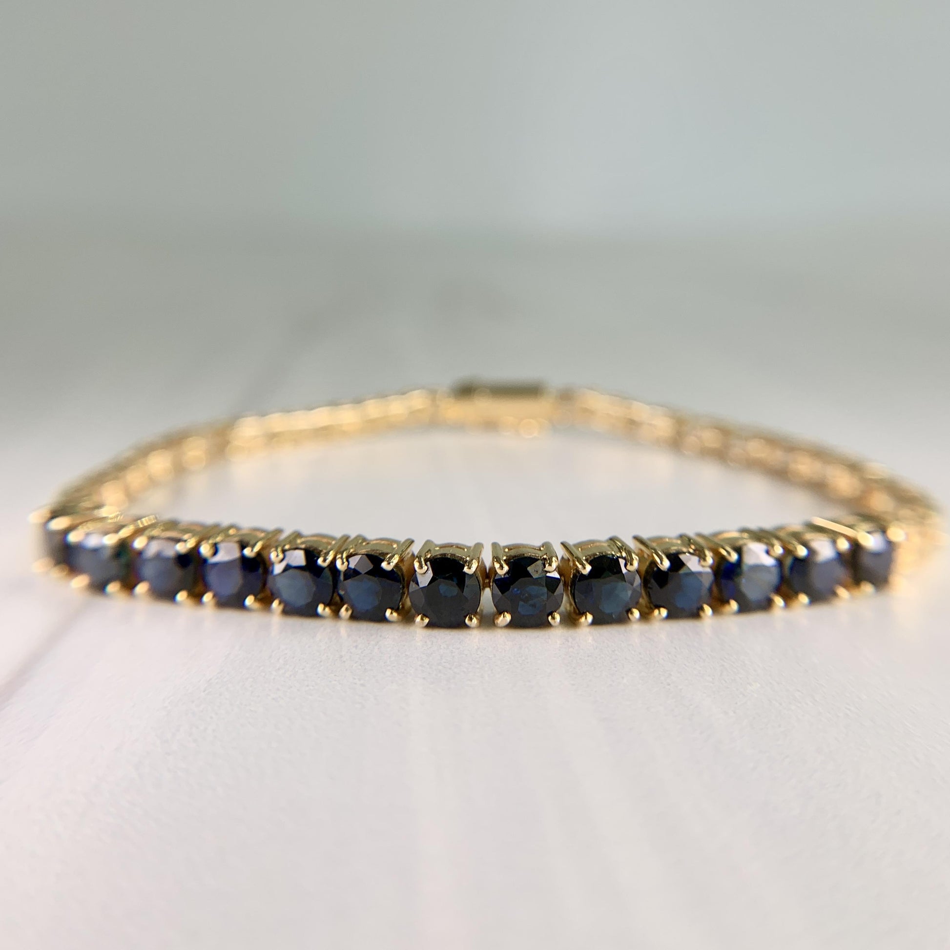 Blue Sapphire Half Tennis Bracelet 14k Yellow Gold